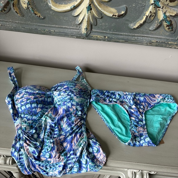 nip tuck Swim Nip Tuck Multi Cup Tankini Feathered Fantasy Tankini